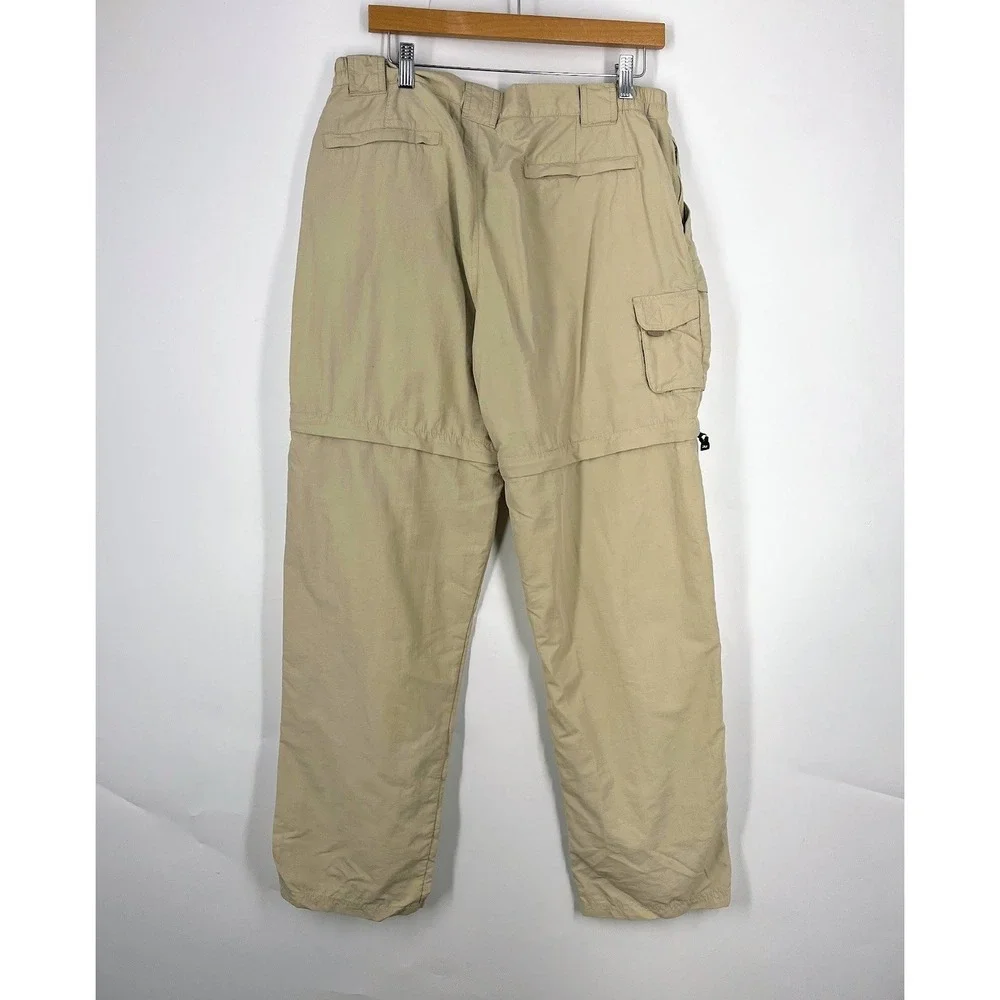 LL Bean Mens Khaki Tan Convertible Zip Off Cargo Hiking Pants Outdoor Size 35 - Picture 2 of 14